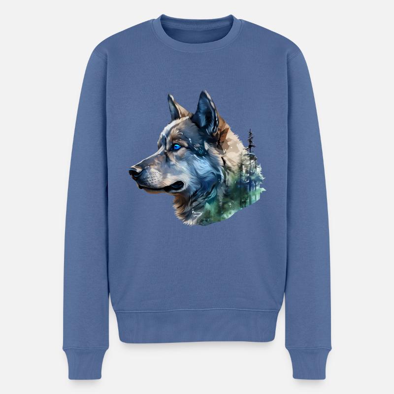 Akita - Männer Premium Bio Pullover - Taubenblau