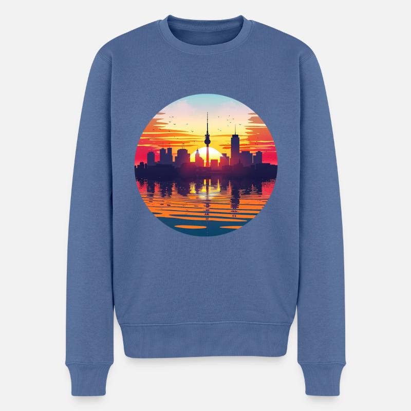 Hamburg Skyline - Männer Premium Bio Pullover - Taubenblau