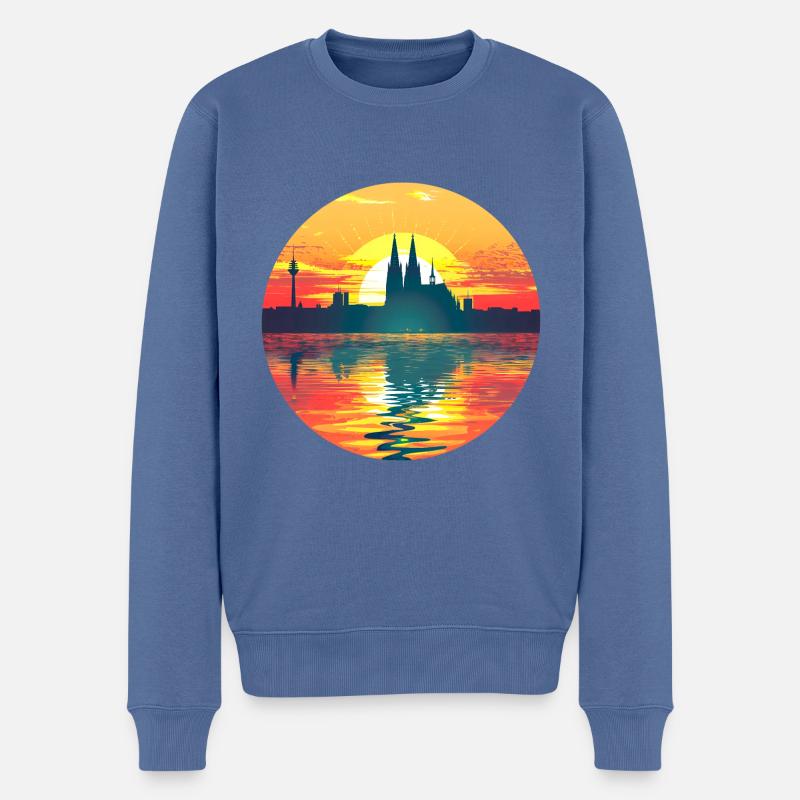 Köln Skyline - Männer Premium Bio Pullover - Taubenblau
