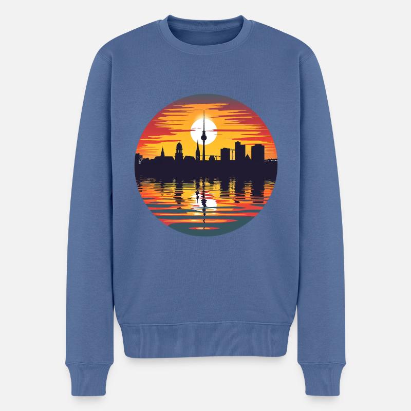 Karlsruhe Skyline - Männer Premium Bio Pullover - Taubenblau