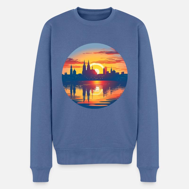 Magdeburg Skyline - Männer Premium Bio Pullover - Taubenblau