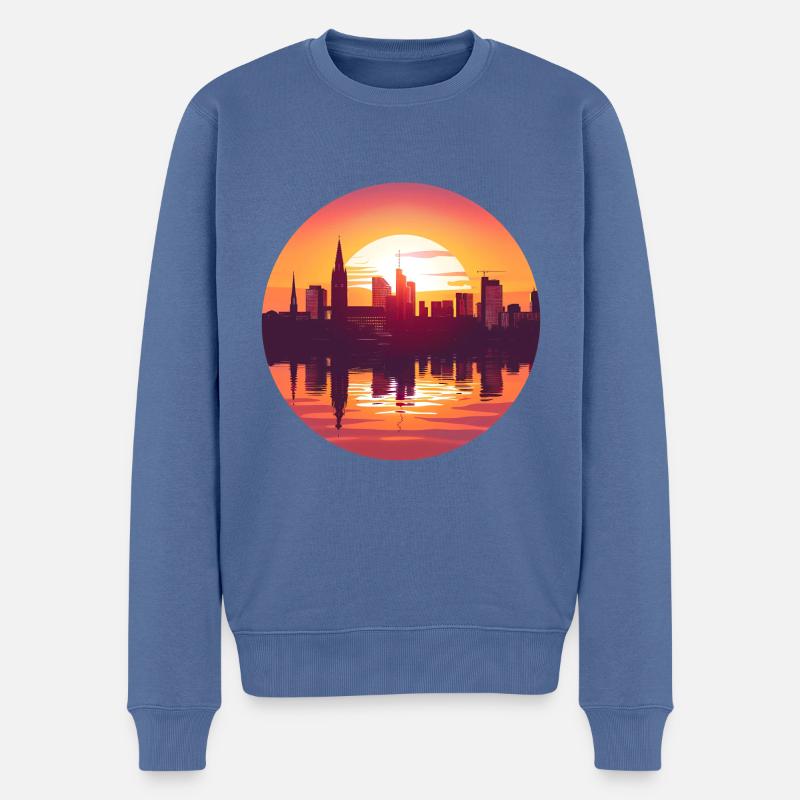 Oberhausen Skyline - Männer Premium Bio Pullover - Taubenblau