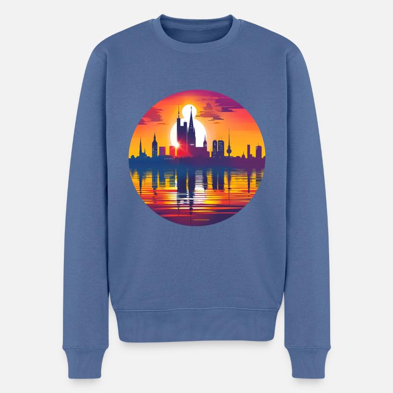 Osnabruck Skyline - Männer Premium Bio Pullover - Taubenblau