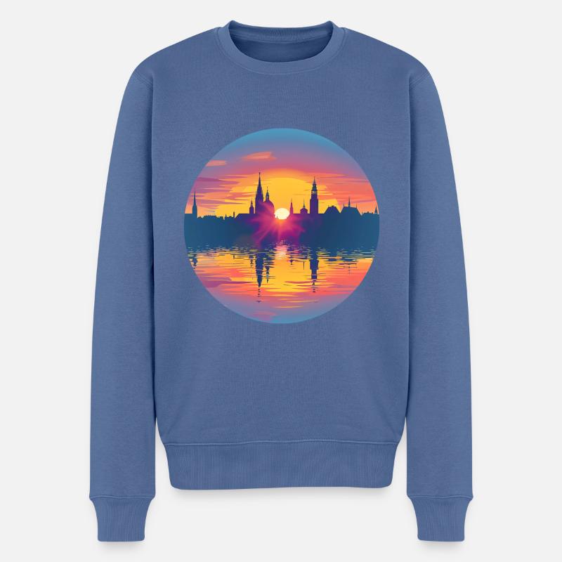 Regensburg Skyline - Männer Premium Bio Pullover - Taubenblau