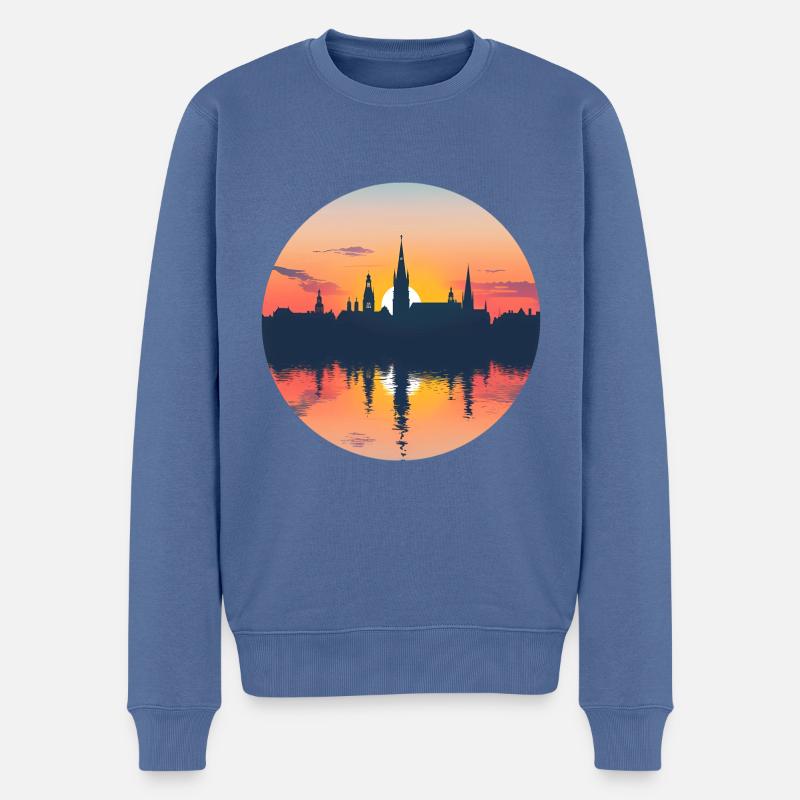 Remscheid Skyline - Männer Premium Bio Pullover - Taubenblau
