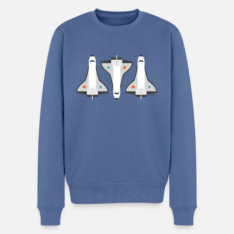 Drei Space Shuttles - Männer Premium Bio Pullover - Taubenblau