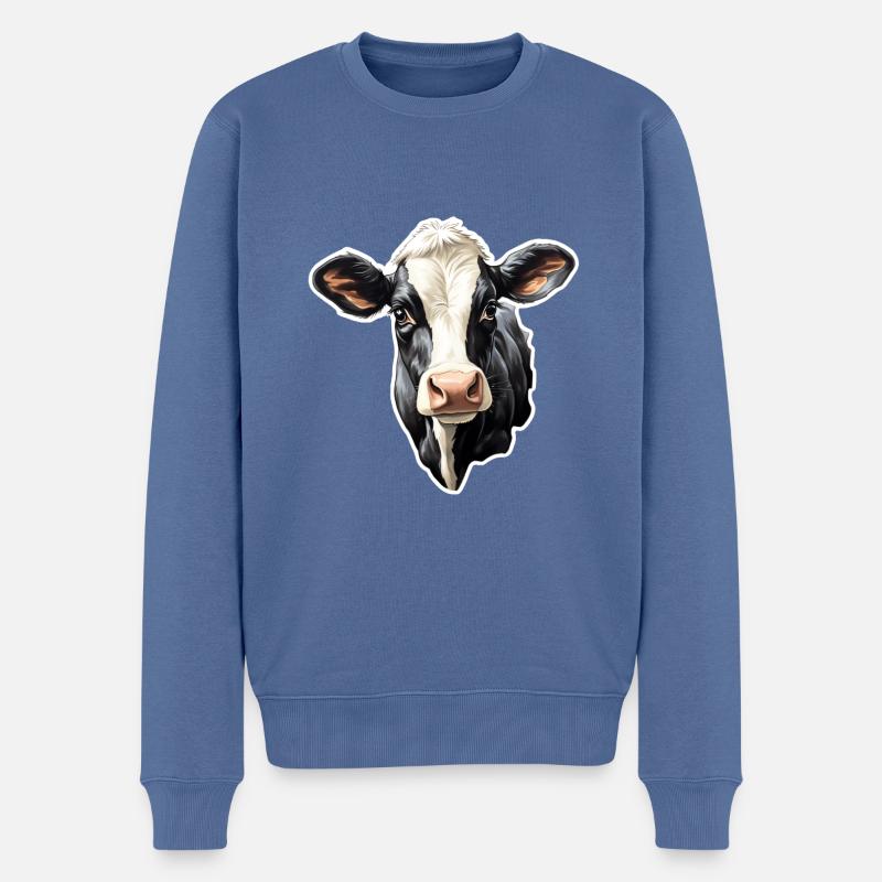 Kuhkopf - Männer Premium Bio Pullover - Taubenblau