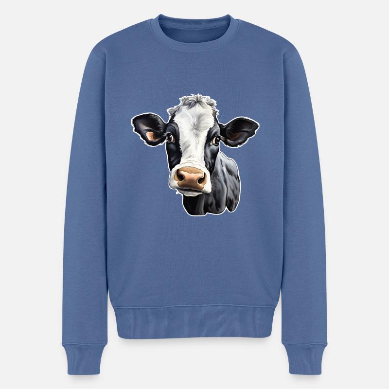 Kuhkopf - Männer Premium Bio Pullover - Taubenblau