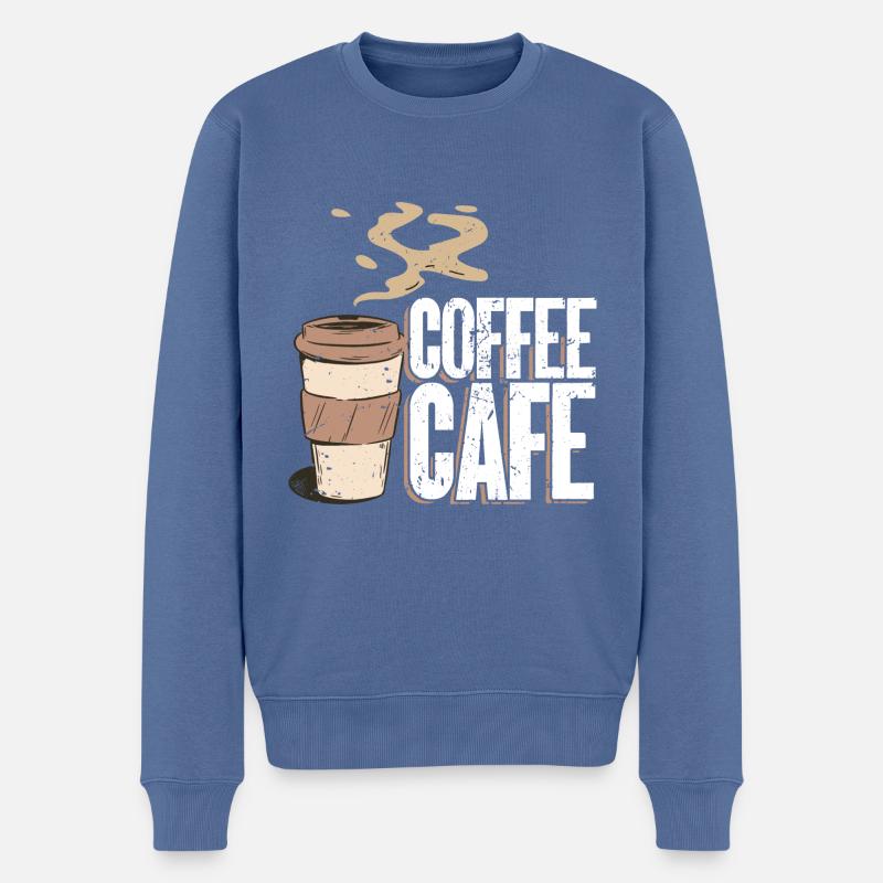 Kaffee - Männer Premium Bio Pullover - Taubenblau