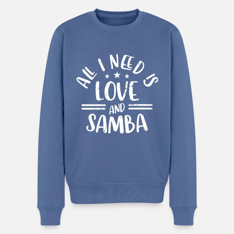 Samba - Männer Premium Bio Pullover - Taubenblau