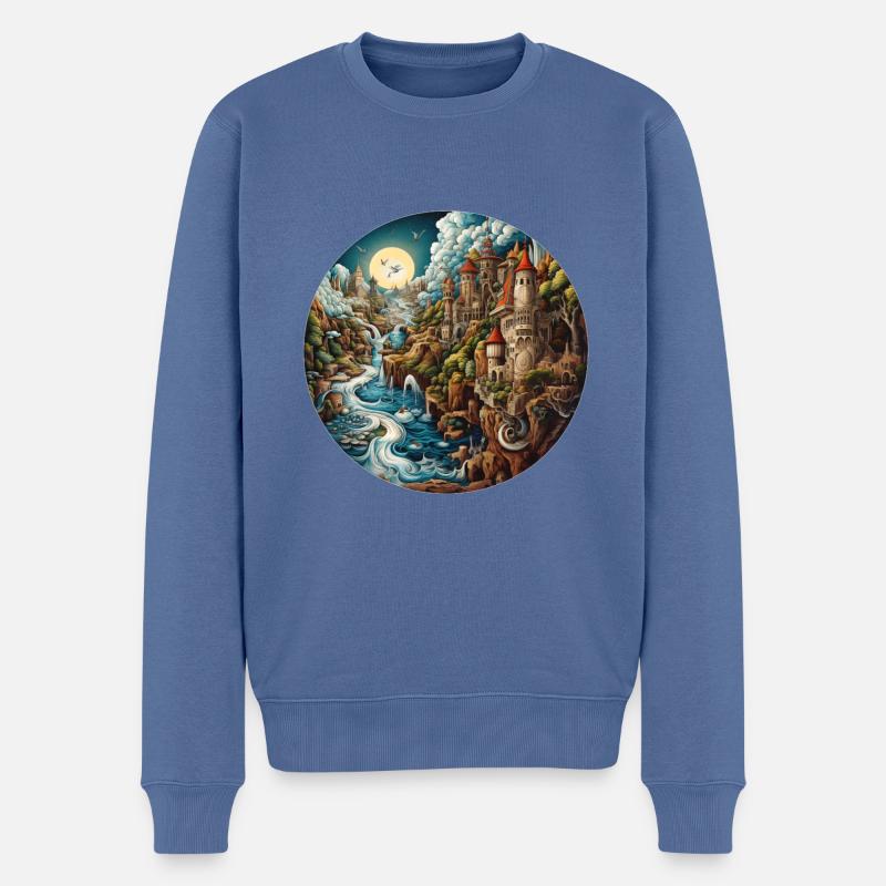 Unterbewusstsein Traum - Männer Premium Bio Pullover - Taubenblau