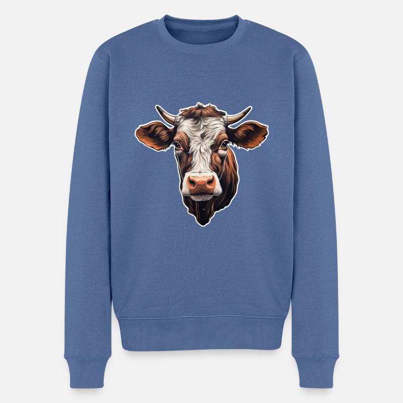 Kuhkopf - Männer Premium Bio Pullover - Taubenblau