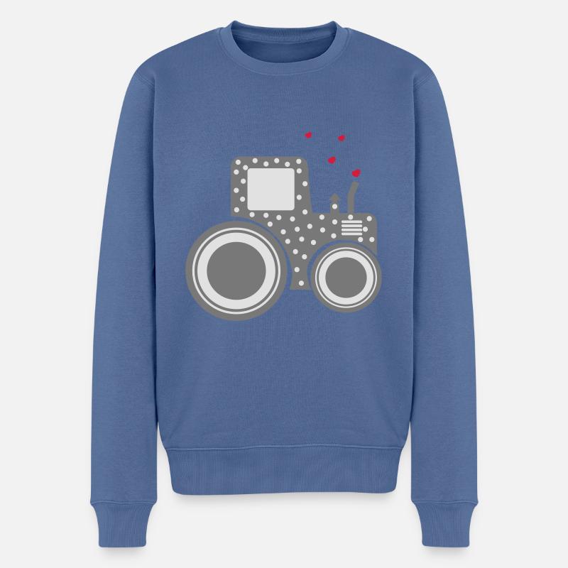 traktor gepunktet mit herzen - Männer Premium Bio Pullover - Taubenblau