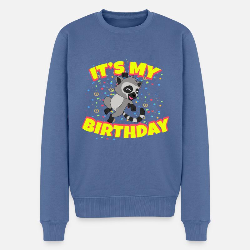 Anniversaire du lémurien - Pull Premium bio Homme - bleu pigeon