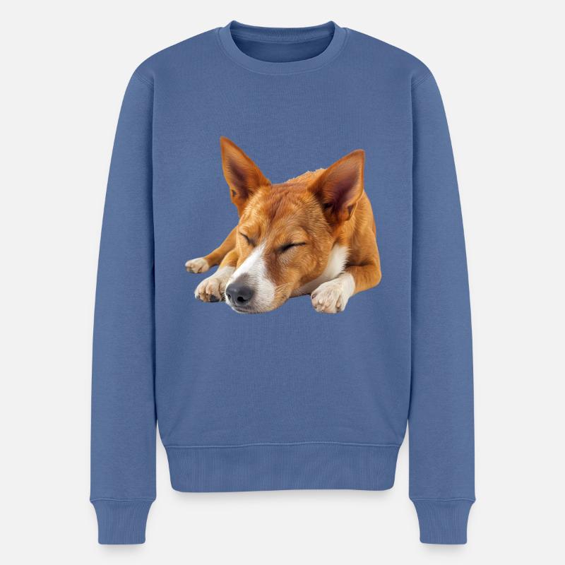 Basenji - Männer Premium Bio Pullover - Taubenblau