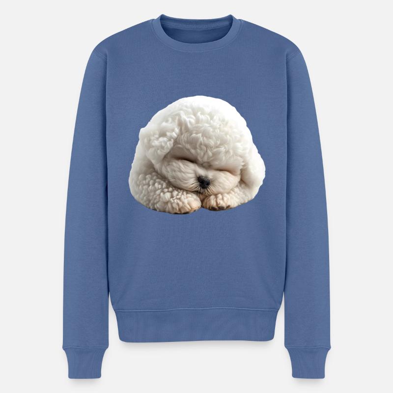 Bichon Frise - Männer Premium Bio Pullover - Taubenblau