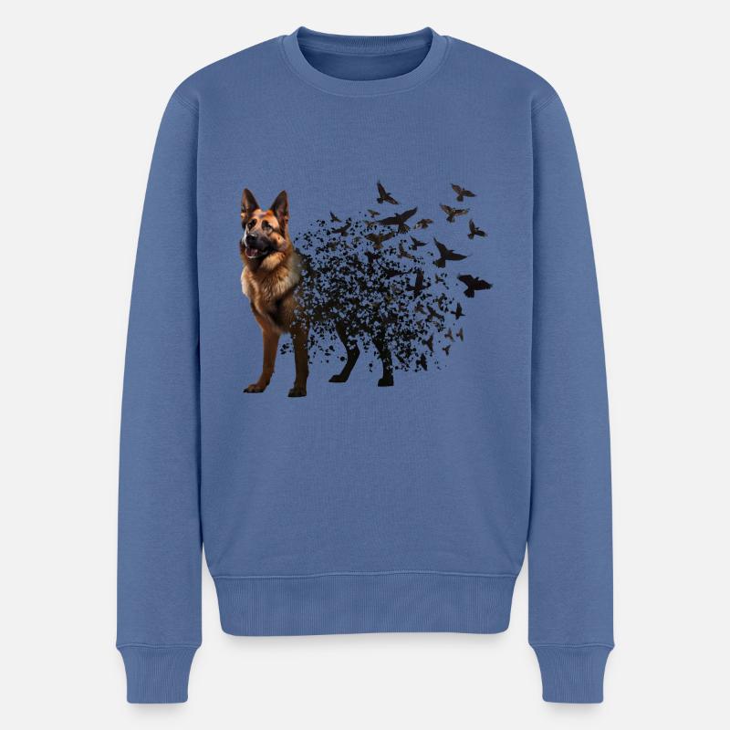 Deutscher Schäferhund - Männer Premium Bio Pullover - Taubenblau