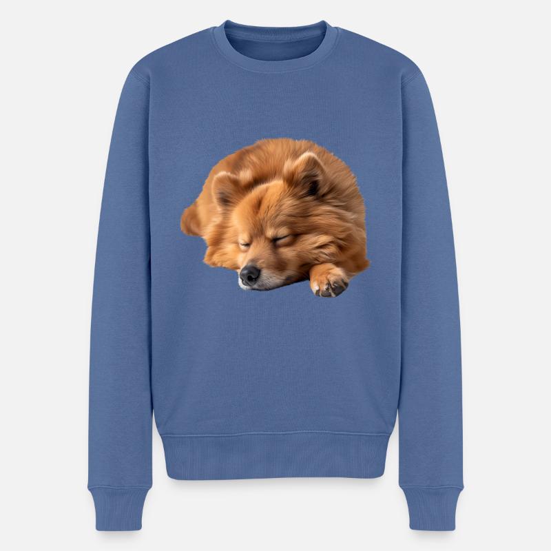 Spitz finlandais - Pull Premium bio Homme - bleu pigeon