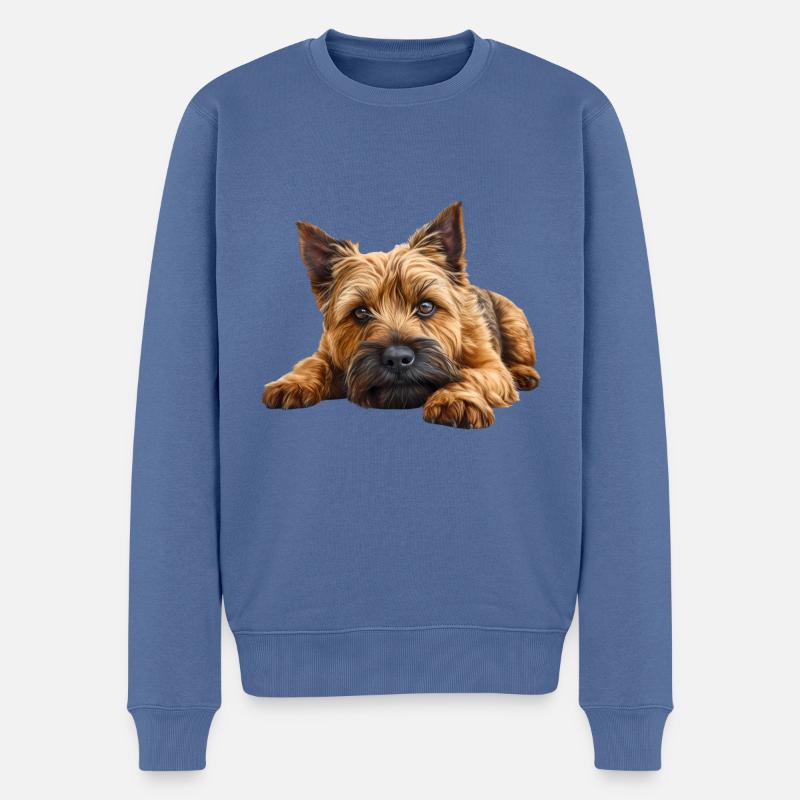 Cairn Terrier - Pull Premium bio Homme - bleu pigeon
