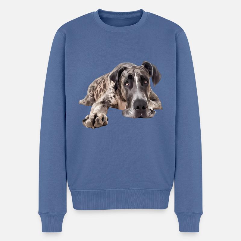 Great Dane - Männer Premium Bio Pullover - Taubenblau