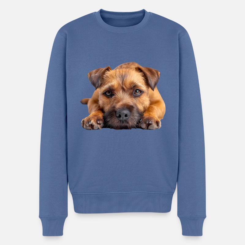 Border Terrier - Männer Premium Bio Pullover - Taubenblau