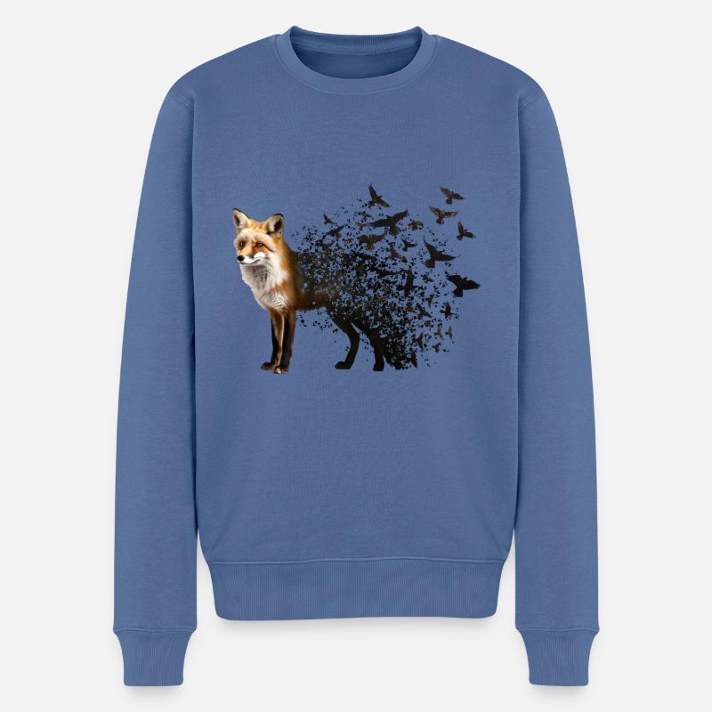 Fuchs - Männer Premium Bio Pullover - Taubenblau