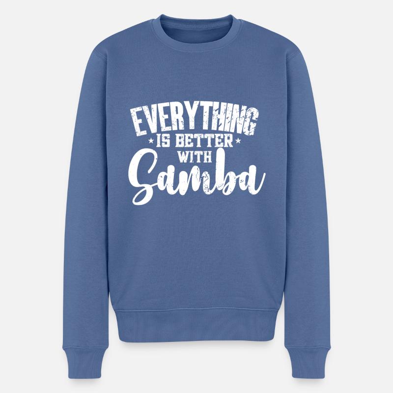 Samba - Männer Premium Bio Pullover - Taubenblau