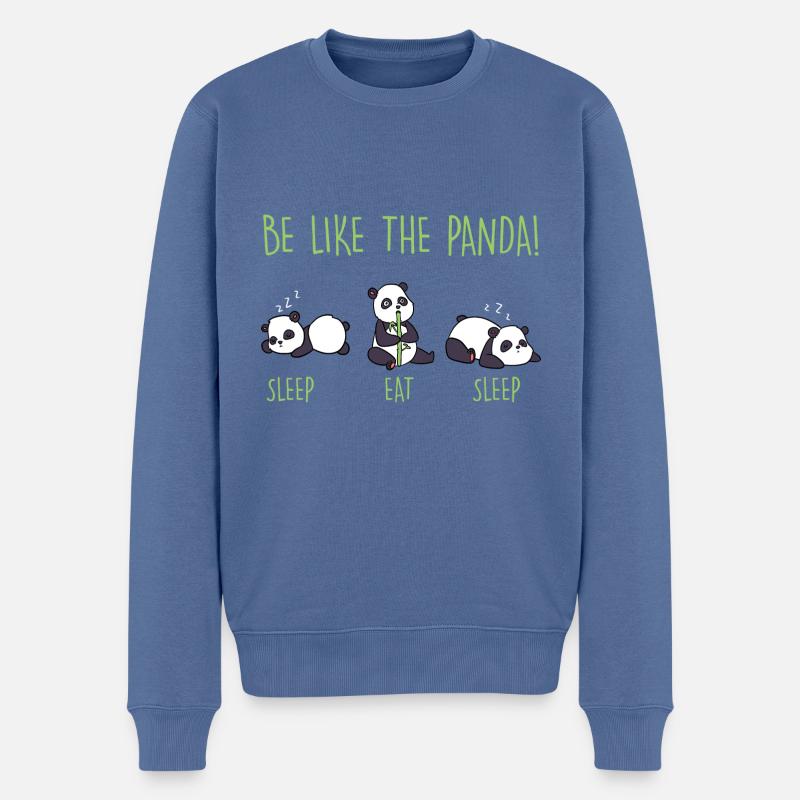 Panda - Männer Premium Bio Pullover - Taubenblau