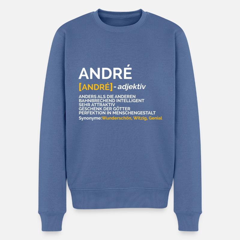 André - Männer Premium Bio Pullover - Taubenblau