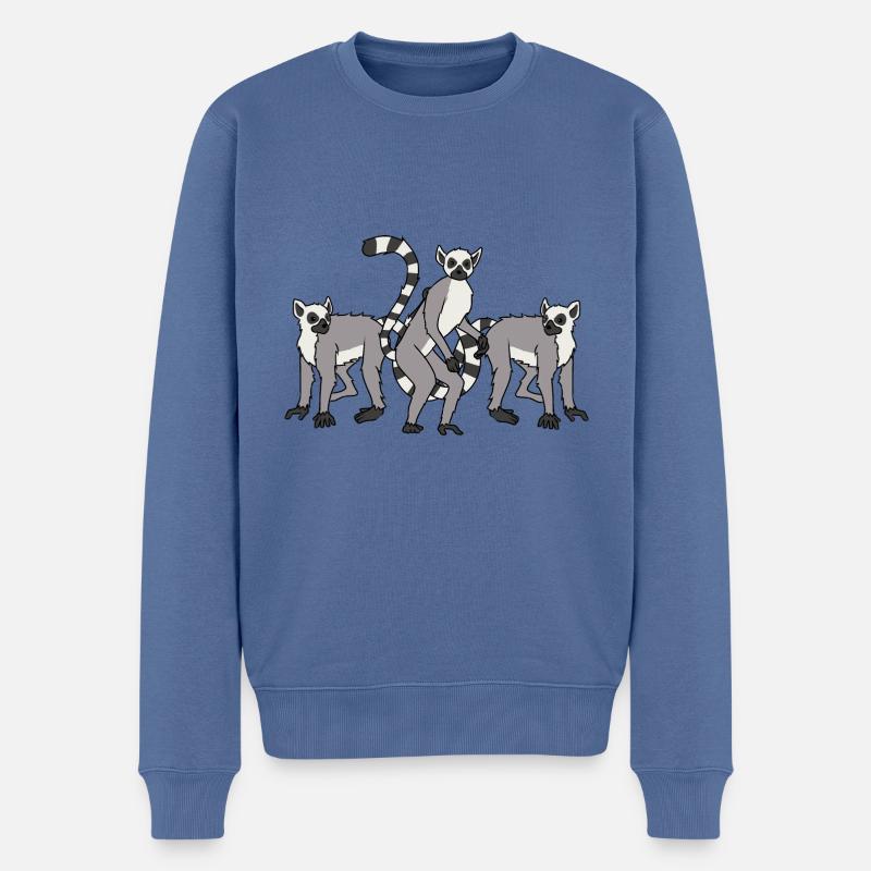 Lemurs - Männer Premium Bio Pullover - Taubenblau