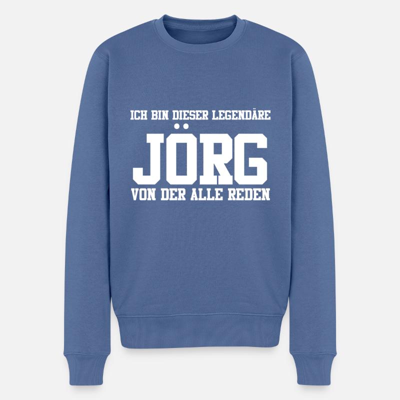 Jörg Name Design - Männer Premium Bio Pullover - Taubenblau