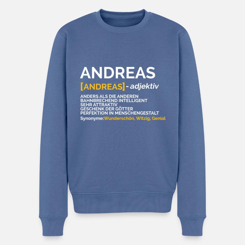 Andreas - Männer Premium Bio Pullover - Taubenblau