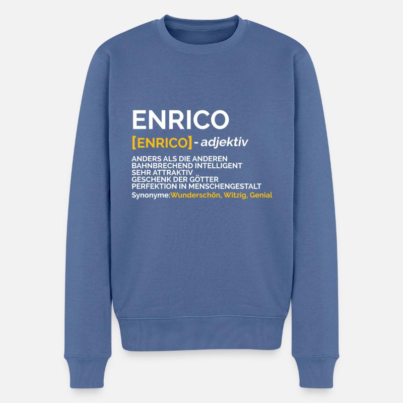 Enrico - Männer Premium Bio Pullover - Taubenblau