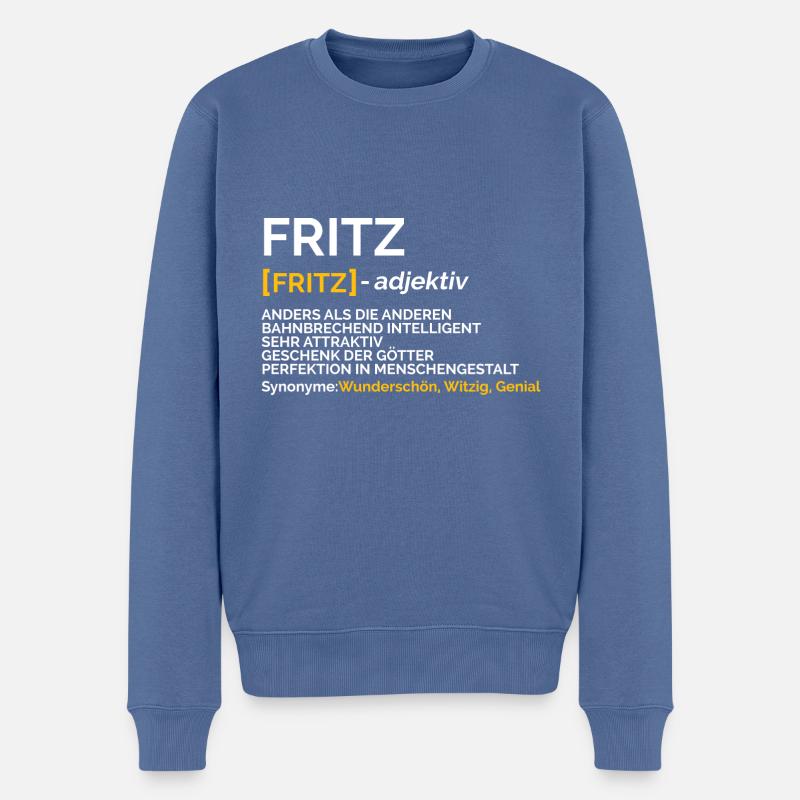 Fritz - Männer Premium Bio Pullover - Taubenblau