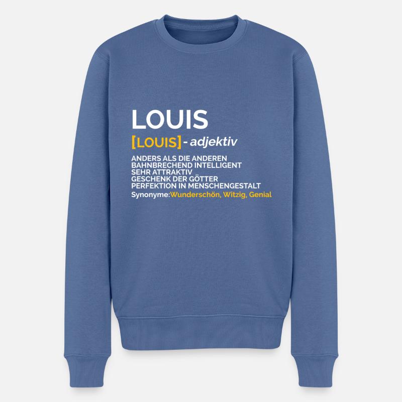 Louis - Männer Premium Bio Pullover - Taubenblau