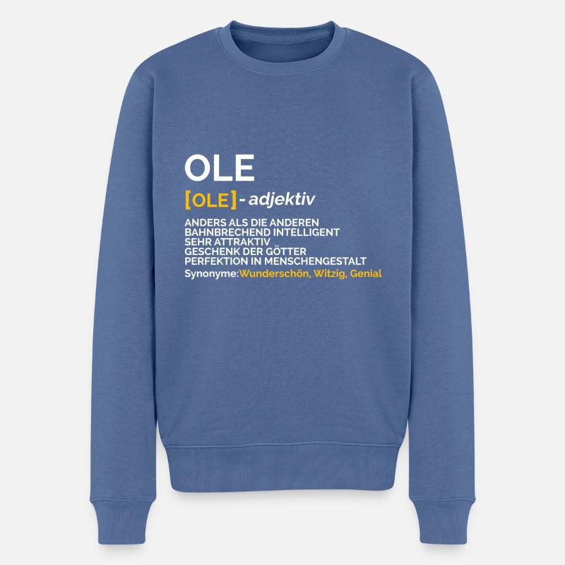 Ole - Männer Premium Bio Pullover - Taubenblau
