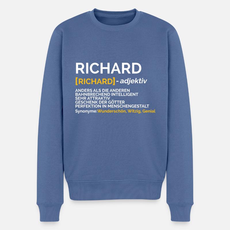 Richard - Männer Premium Bio Pullover - Taubenblau