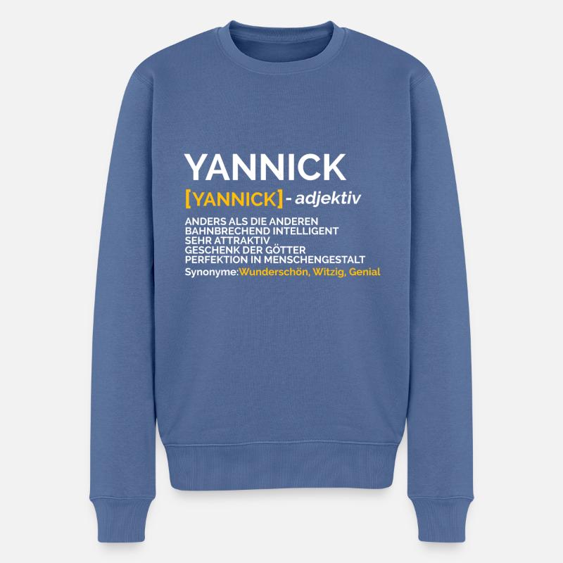 Yannick - Männer Premium Bio Pullover - Taubenblau