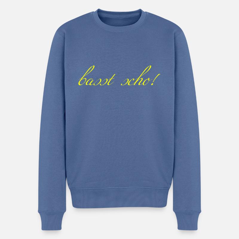 basst scho - Männer Premium Bio Pullover - Taubenblau
