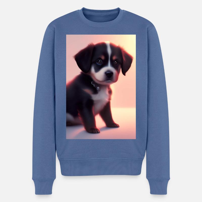 Bébé chien - Pull Premium bio Homme - bleu pigeon