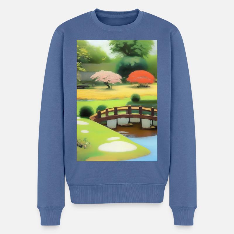 Chinesischer Zen Garten - Männer Premium Bio Pullover - Taubenblau