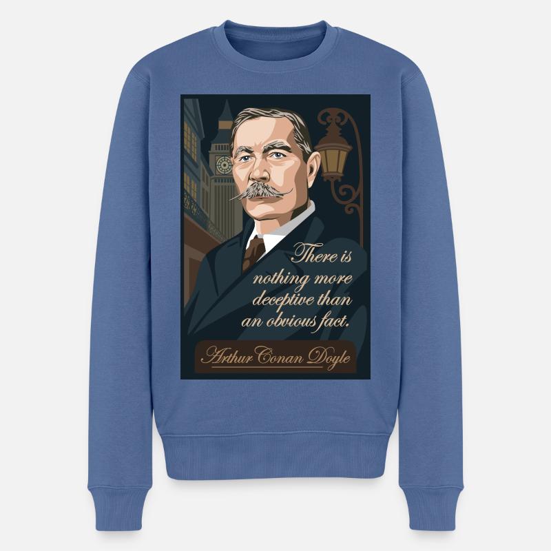 Arthur Conan Doyle - Männer Premium Bio Pullover - Taubenblau
