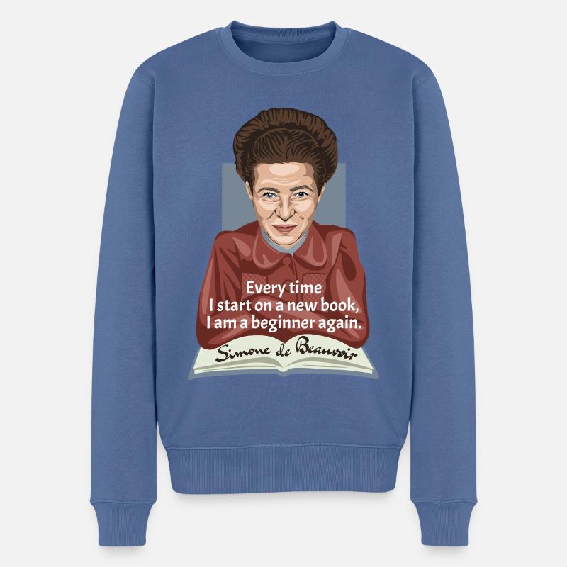 Simone de Beauvoir - Männer Premium Bio Pullover - Taubenblau