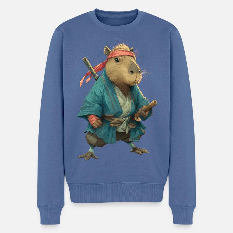 Capybara Ninja - Pull Premium bio Homme - bleu pigeon