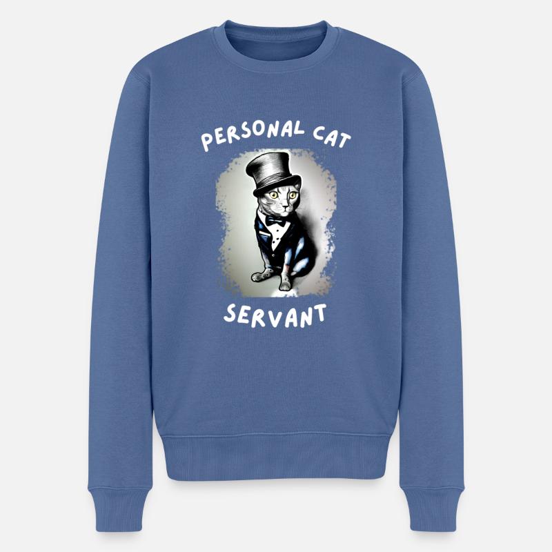Persönlicher Katzendiener - Männer Premium Bio Pullover - Taubenblau