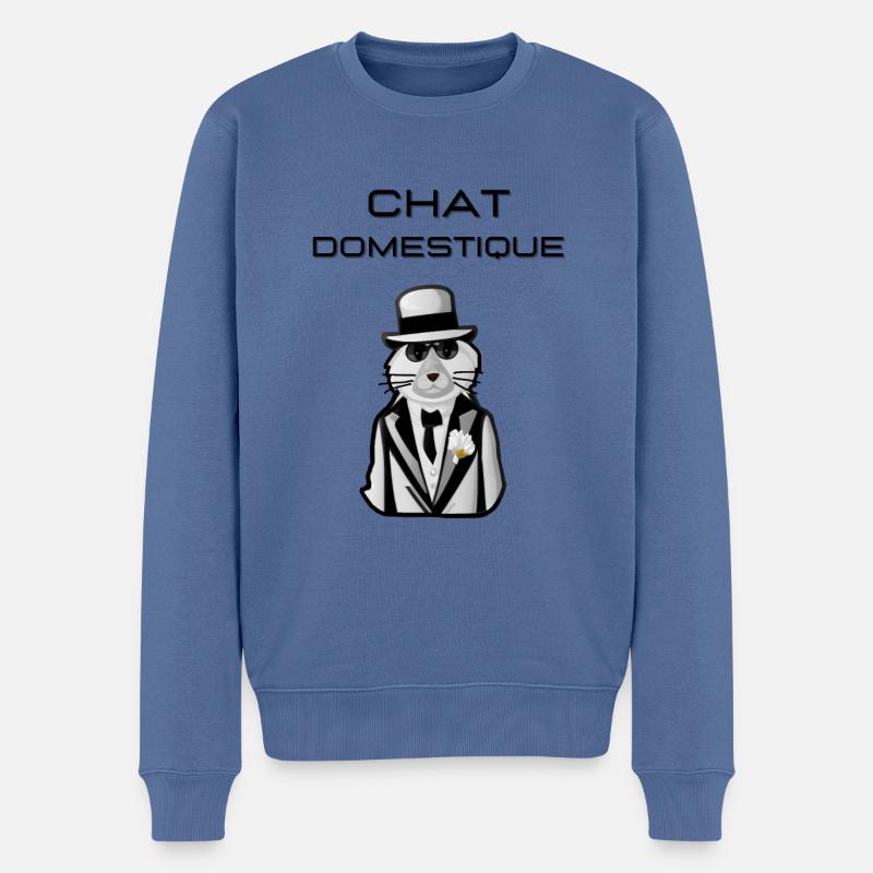 Hauskatze - Männer Premium Bio Pullover - Taubenblau