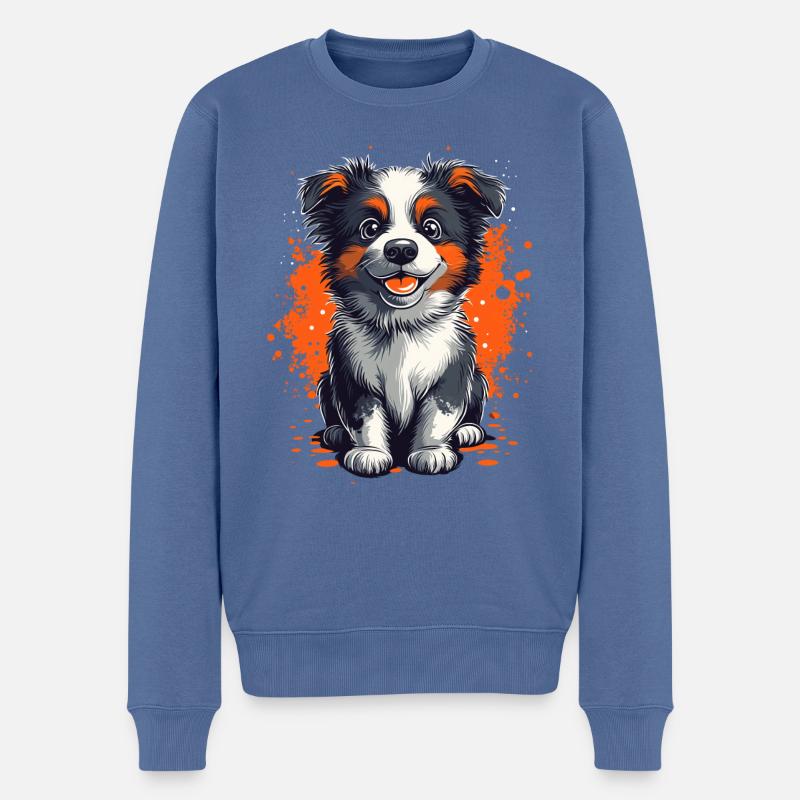 Australian Shepherd Welpe lustiger Hunde Aussie - Männer Premium Bio Pullover - Taubenblau