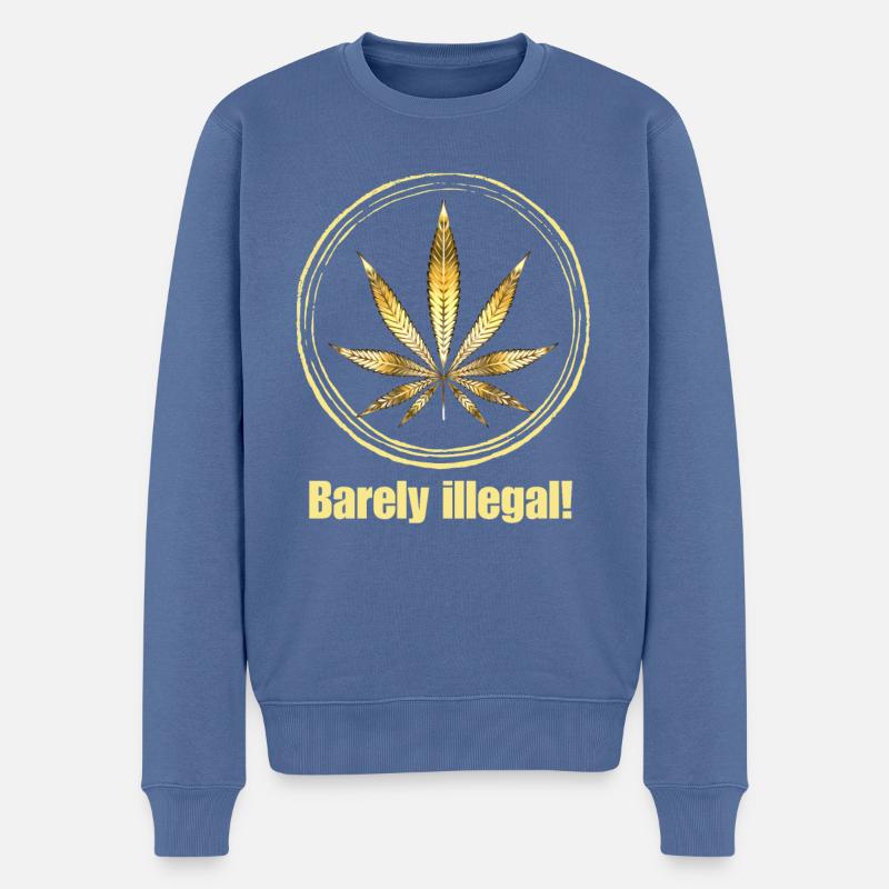 Barely illegal! - Marijuana Blatt - Männer Premium Bio Pullover - Taubenblau