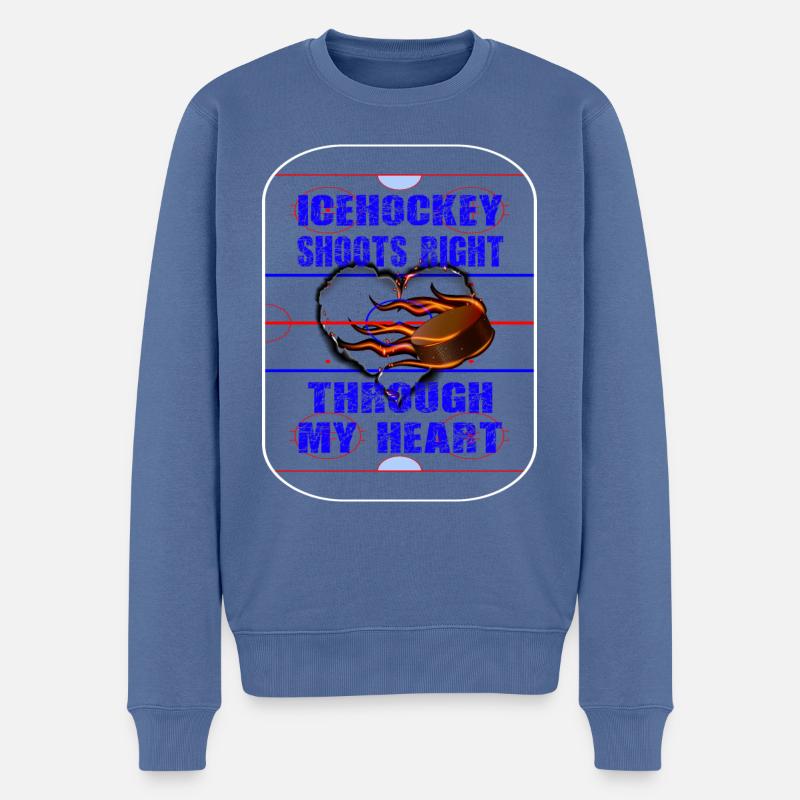 Eishockey mit Herz | Hobby, Sport, Leidenschaft - Männer Premium Bio Pullover - Taubenblau