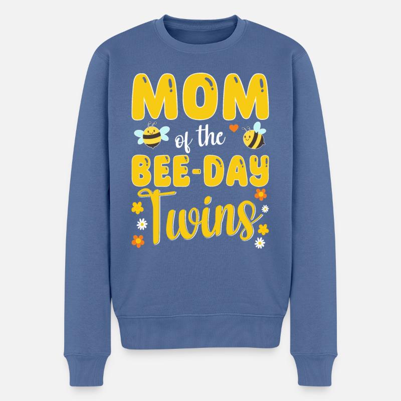Mutter der Bee Day Zwillinge - Männer Premium Bio Pullover - Taubenblau